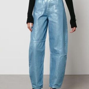 Ganni Metallic Blue Jeans Size 25